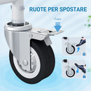 Sedia a Rotelle con WC Impermeabile 4 in 1 53x97x 97 cm in Alluminio e Plastica Nero   