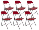 Set 6 Sedie Pieghevole 45x45x45/80 cm in Acciaio e PVC Imbottito Rossa