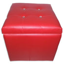 Cubo Pouf Contenitore in Similpelle e Cristalli Renier Rosso