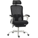 Sedia da Ufficio 66x64x110-118A cm Reclinabile 135° con Poggiapiedi Supporto Lombare Poggiatesta in Rete Nero      