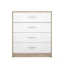 Comò cassettiera Nepo 4 cassetti 80 cm rovere sonoma bianco