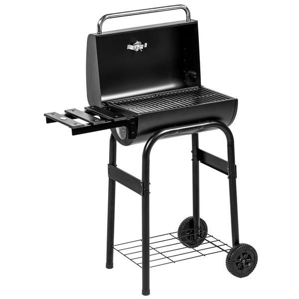 Barbecue a Carbone con Coperchio Termometro e Camino 83x46,5x115 cm in Metallo Nero acquista