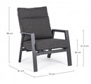 Set 2 Poltrone 72x81x98h cm Reclinabili con Cuscini Kledi Antracite  