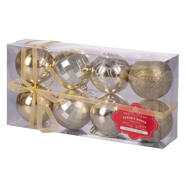 Set 8 Palle di Natale Ø8 cm in Plastica Oro online