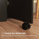 Tavolo Pieghevole Salvaspazio 140x75x74 cm con Ruote e Ripiani Rovere e Nero  