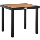 Tavolo da Giardino 80x80x74 cm in Alluminio e Plastica Nero e Color Legno