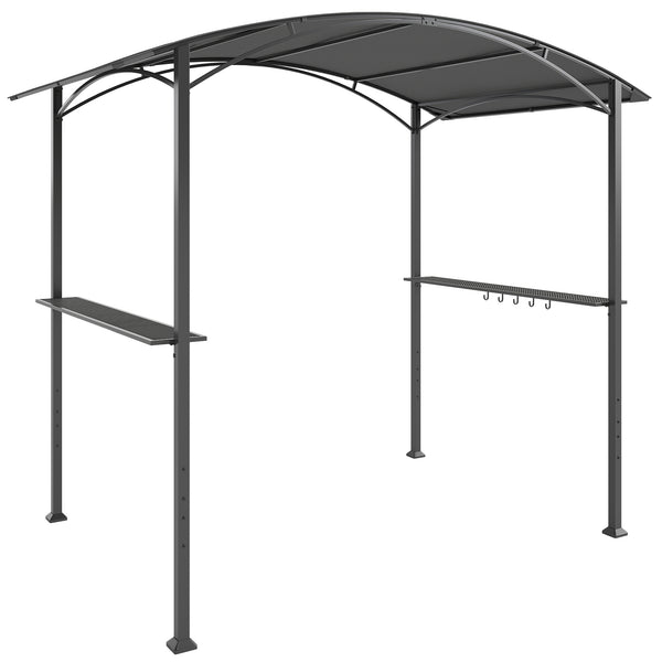 Gazebo per Barbecue 245x152x218 cm con 2 Mensole Laterali e Ganci in Acciaio e Poliestere Grigio Scuro prezzo