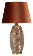 Lampada da Tavolo Praga Ø45,5x79 cm in Vetro e Ferro e Tessuto Marrone e Oro      