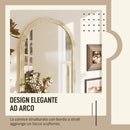 Specchio da Parete ad Arco 60x2x90 cm Cornice Effetto Pietra in Polistirene Beige      