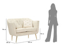 Divanetto Budapest Crema con Cuscini 130x83x91 cm in Compensato e Spugna e Ferro e Poliestere Crema      