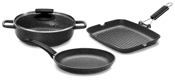Batteria di Pentole 4 Pezzi in Alluminio Pressofuso Antiaderente Olympia Hard Cook sconto