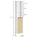 Colonna Bagno Salvaspazio 33,5x29x169 cm 3 Vani Aperti e Armadietto in Legno Bianco e Marrone Chiaro