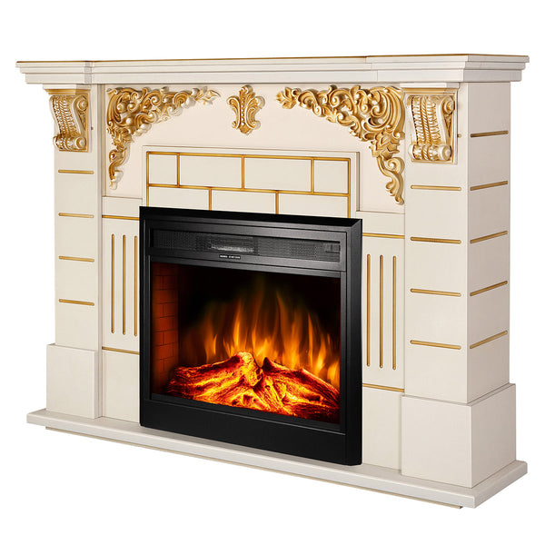 Camino Elettrico da Pavimento 111x145x38 cm Effetto Fiamma 1950W Imperial & Carmen Avorio acquista