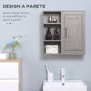 Pensile Bagno con 3 Ripiani Aperti e Armadietto 48x20x50 cm in Legno Truciolare Grigio