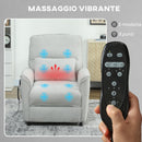 Poltrona Reclinabile con Riscaldamento 8 Punti Massaggio e 5 Modalità 88x93x102 cm in Tessuto Ciniglia Grigio Chiaro   