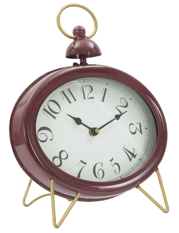 acquista Orologio Glam 28,5x5,5x33,5 cm in Ferro e Vetro Bordeaux e Oro