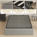 Letto Contenitore Matrimoniale 190x140 cm Doghe in Legno Pistone a Gas e Rivestimento in Tessuto Grigio      
