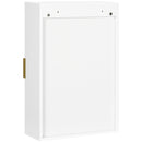 Pensile Mobile Bagno Sospeso con Anta Decorata 40x15x60 cm in MDF Bianco 