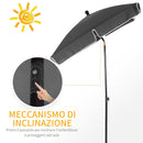 Ombrellone da Giardino 2x1.25 m Palo Ø28 mm in Alluminio Inclinabile Grigio Scuro 