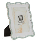 Cornice Elizabeth Celeste 22,7x1,3x27,6 cm in Zinco e Vetro Azzurro e Argento      