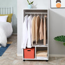 Mobile Appendiabiti con Barra in Alluminio e 2 Ripiani Aperti 60x40x128 cm in Truciolato Bianco
