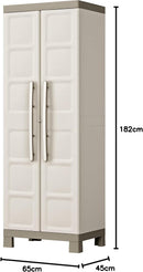 Armadio Portascope da Esterno 4 Ripiani 65x45x182H cm in Plastica Keter Excellence Beige/Tortora