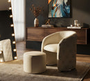 Poltrona con Puff Zagabria 75x76x80 cm in Pino e MDF e Spugna e PU      
