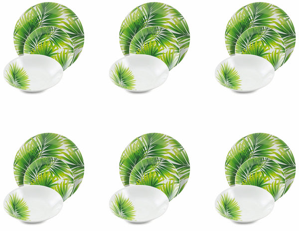 sconto Servizio Piatti 18 Pezzi in Porcellana Soriani Foglie Verde