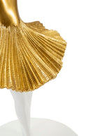 Lampada da Tavolo Ballerina Ø28x64 cm in Resina e Ferro e Tessuto Oro e Bianco      