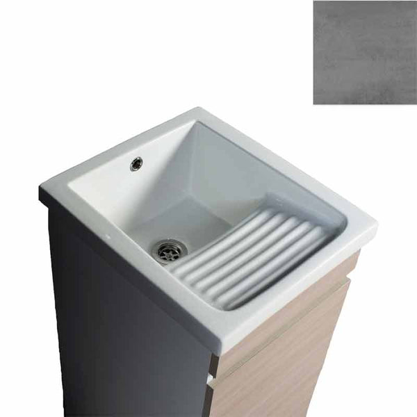 Mobile Lavatoio in Ceramica 1 Anta e Strofinatoio Integrato 45x50x86A cm Grigio Cemento acquista