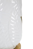 Lampada da Tavolo Ceramic Ø40x70 cm in Ceramica e Ferro e Tessuto Oro e Bianco      