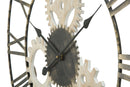 Orologio da Muro Ingranaggi Ø70x4,5 cm in Ferro e MDF Nero