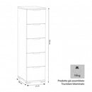 Cassettiera 5 Cassetti Rovere Grigio 27x38x103 h cm in Truciolare bilaminato Rovere grigio