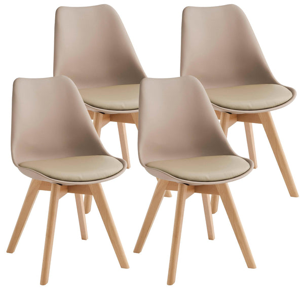 Set 4 Sedie 52x48,5x82 cm in Similpelle e Legno di Faggio Tommy Tortora prezzo