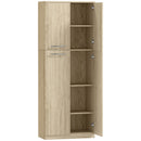 Mobile Contenitore Minimal 59x31x155 cm con 2 Armadietti e Mensole Regolabili in Legno Rovere      
