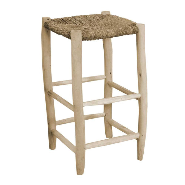 sconto Sgabello Bar 35x35xh65 cm in Legno con Seduta Impagliata Naturale