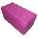 Baule Cassapanca Pouf Contenitore in Similpelle e Cristalli Renier Fucsia