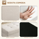 Panca Contenitore 118x42x45 cm da 80L Imbottita con Rivestimento in Tessuto e Gambe in Legno Crema      