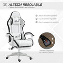 Sedia da Gaming con Schienale Reclinabile 65x65x121-129 cm in Finta Pelle PU Bianco e Nero  