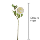Set 8 Ranuncoli con 2 Fiori Artificiali Altezza 46 cm Bianco