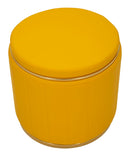 Puff con Contenitore London Senape Ø46,5x44 cm in Pino e MDF e Spugna e Metallo e PU      