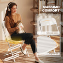 Set 6 Sedie Pieghevoli 45x49x79,5 cm con Fori di Drenaggio in Plastica e Metallo Bianco      