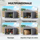 Capanno da Giardino 2x2,4 m Impermeabile Porta Avvolgibile e Telaio in Metallo Grigio Chiaro      
