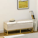 Panca Fondo Letto 110x44x48 cm con Contenitore in Poliestere Trapuntata Beige