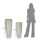 Porta Vasi Coppia Silvy Ø37x92 cm - Ø32x75 cm in Ferro Argento      