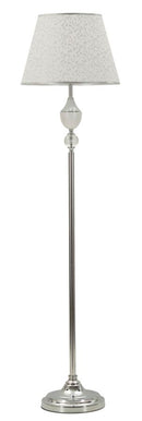 Lampada da Terra Kody Ø40x158 cm in Ferro e Tessuto Argento e Bianco      