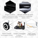 Barbecue a Carbone Carbonella con 2 Griglie Ripiano Laterale e Coperchio in Metallo Nero 