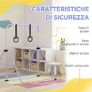 Sbarra Ginnastica Artistica per Bambini 148x105x88-128 cm ad Altezza Regolabile con 2 Anelli in Acciaio Viola      