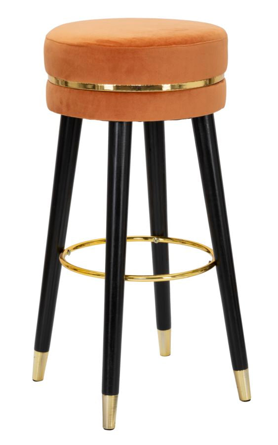 sconto Sgabello Bar Paris Ø35x74 cm in Legno e Tessuto Vellutato Arancione