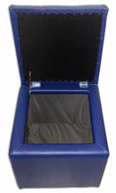 Cubo Pouf Contenitore in Similpelle e Cristalli Renier Blu